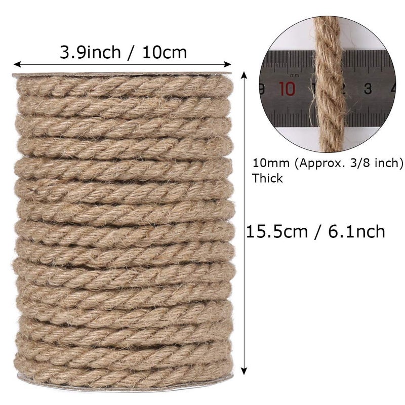 Tenn Well 10mm Jute Rope, 50 Feet 3/8 inch Heavy Duty and Thick Twine Decorative Rope for Crafting, Cat Scratch Post, Gardening, Farmhouse Decor, Home Decor - Image 4